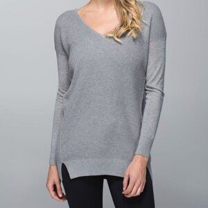 Lululemon The Sweater Life Heathered Medium Grey Women's 6 Knit Comfy Casual